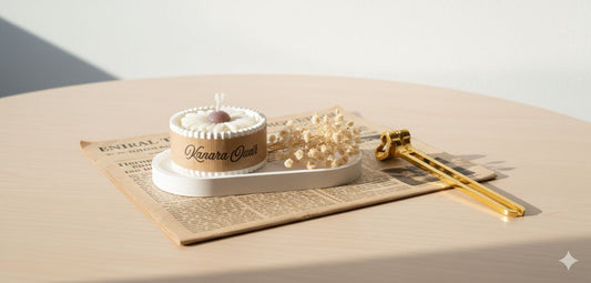 Decorative Geurkaars met Jesmonite Set en Tray – Gipskruid