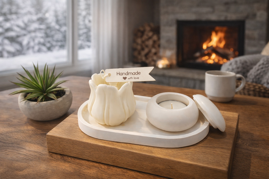 Handgemaakte Decorative kaarsen & Tealight Set – Tulip Harmony