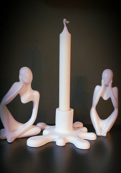 Abstracte Jesmonite Decor Set met Kaars en Kaarshouder