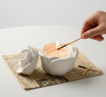 Geurkaars met Pot en Deksel – Floral Rose Kaars