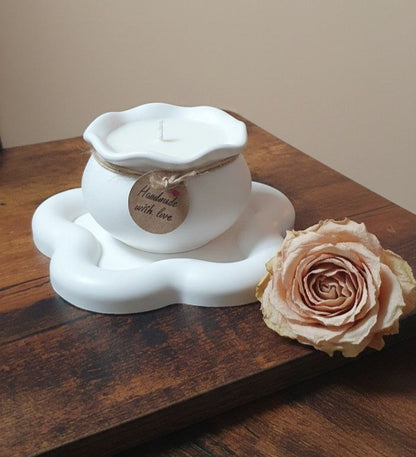 Druppelvormige Ambachtelijke Kaars & Tray Set | 100g Natuurlijke Kokos-Sojawas