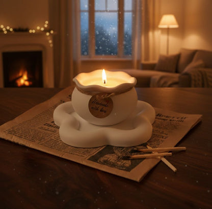 Druppelvormige Ambachtelijke Kaars & Tray Set | 100g Natuurlijke Kokos-Sojawas