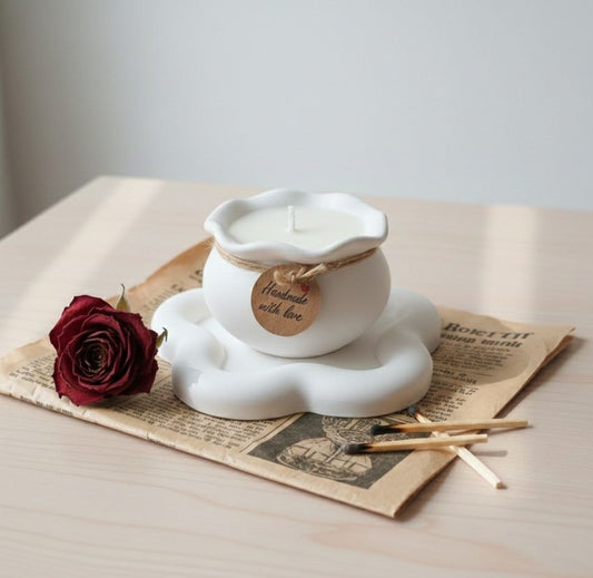 Druppelvormige Ambachtelijke Kaars & Tray Set | 100g Natuurlijke Kokos-Sojawas