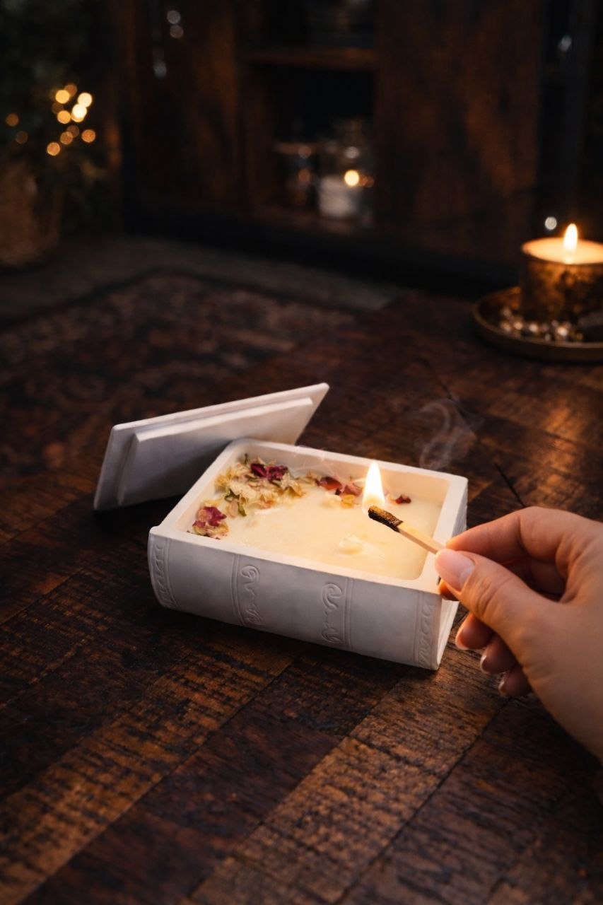 Geurkaars in boekvorm Whispered Pages