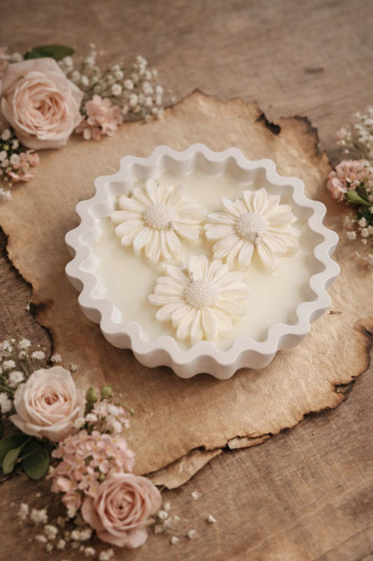 Geurkaars  Kaarsenschaal (Klein / Groot) - Daisy Twist / Kanara Oudh