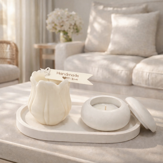Handgemaakte  Decorative kaarsen  & Tealight Set – Tulip Harmony