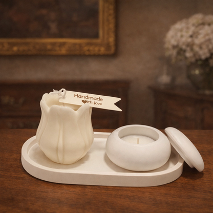 Handgemaakte  Decorative kaarsen  & Tealight Set – Tulip Harmony